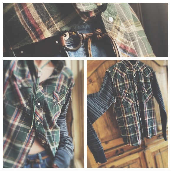 Altered Vintage Soiderwear Tops - Altered Plaid Flannel Top